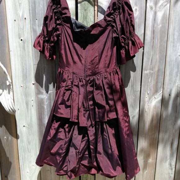 Vintage Taffeta Dress Burgundy VICTORIANA Gown 33" Bust 28" Waist Formal 80s 90s - Picture 6 of 10